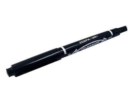 ปากกาเขียนซองพลาสติกสองหัวสีดำ (หัวเล็ก)